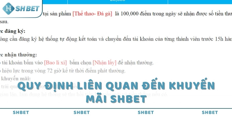 Quy định liên quan đến khuyến mãi SHBET